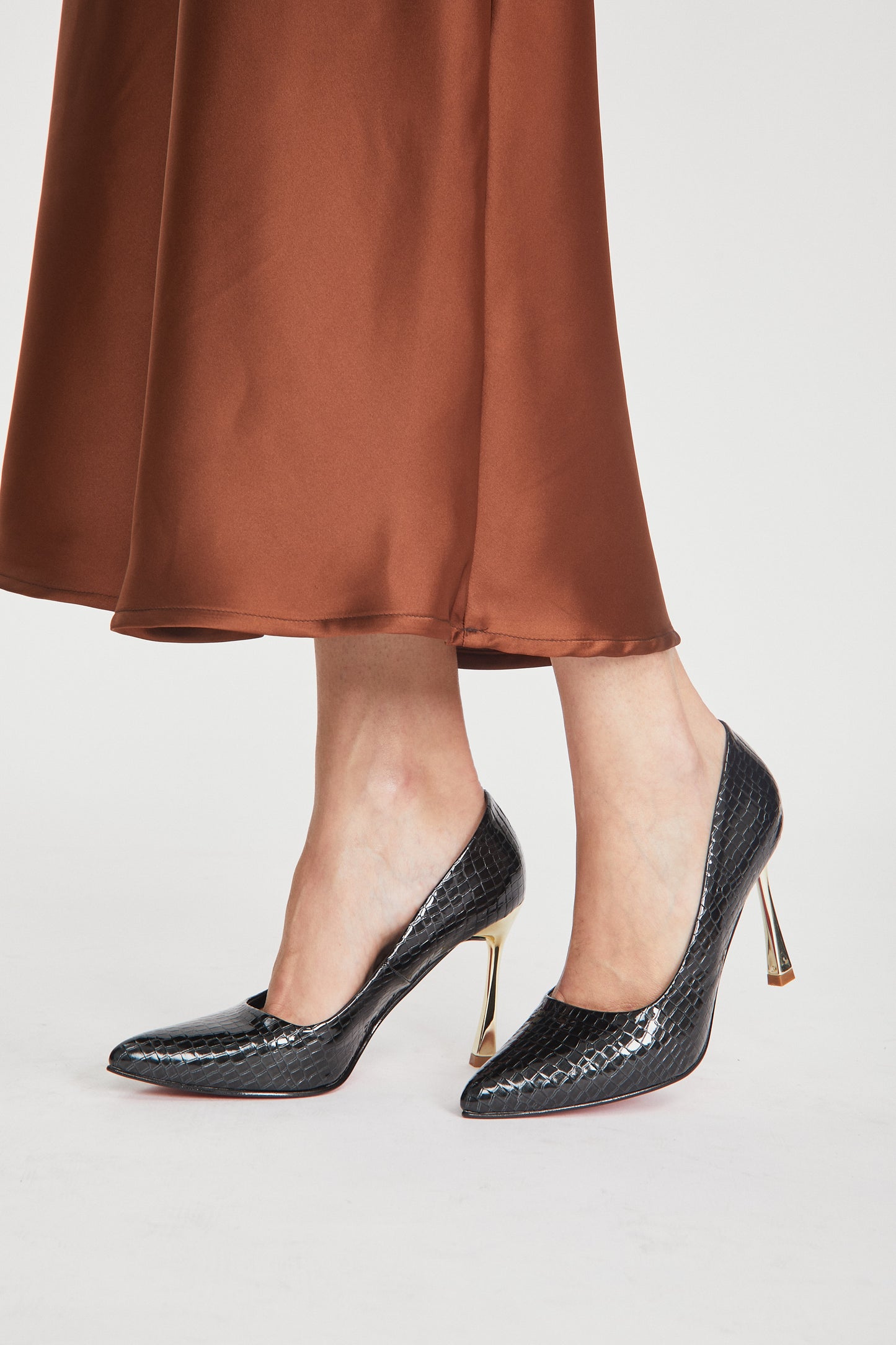 STILETTOS MALI / CROCO BLACK